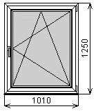 Пластиковое окно одностворчатое 1010х1250 мм