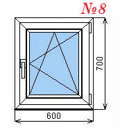 Пластиковое окно одностворчатое 600х700 мм