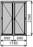 Входная штульповая алюминиевая дверь 1780х2390 мм