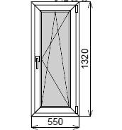 Пластиковое окно одностворчатое 550х1320 мм