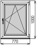 Одностворчатое окно 770х1000 мм