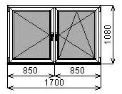 Двустворчатое окно 1700х1080 мм