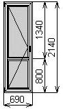 Балконная пластиковая дверь 690х2140 мм