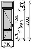 Балконная пластиковая дверь 710х2380 мм