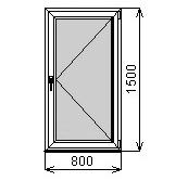 Пластиковое окно одностворчатое 800х1500 мм