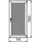 Пластиковое окно одностворчатое 740х1500 мм