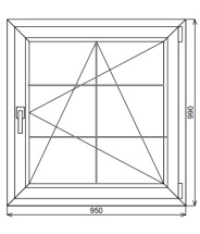Пластиковое окно одностворчатое 950х990 мм