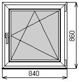 Одностворчатое окно 840х860 мм