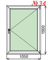 Пластиковое окно одностворчатое 1050х1500 мм