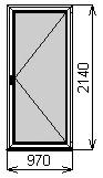 Балконная пластиковая дверь 970х2140 мм