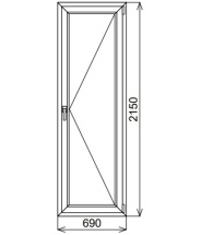 Балконная пластиковая дверь 690х2150 мм