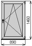 Одностворчатое окно 890х1460 мм
