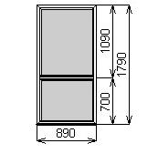 Пластиковое окно-перегородка 890х1790 мм