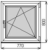 Одностворчатое окно 770х800 мм
