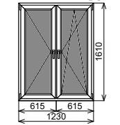 Пластиковое окно двустворчатое 1230х1610 мм