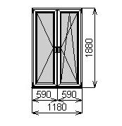 Пластиковое окно двустворчатое 1180х1880 мм