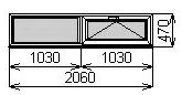 Двустворчатое окно 2060х470 мм