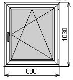 Одностворчатое окно 880х1030 мм