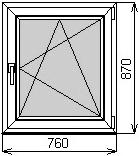 Одностворчатое окно 760х870 мм
