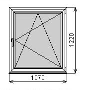Пластиковое окно одностворчатое 1070х1220 мм