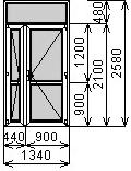 Входная штульповая пластиковая дверь 1340х2580 мм