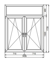 Двустворчатое окно 1430х1720мм