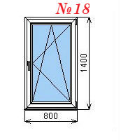 Пластиковое окно одностворчатое 800х1400 мм