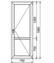 Балконная пластиковая дверь 750х1980 мм