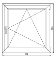 Одностворчатое окно 950х970 мм