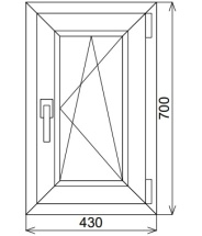 Пластиковое окно одностворчатое 430х700 мм