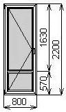 Балконная пластиковая дверь 800х2200 мм