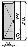Балконная пластиковая дверь 700х2100 мм