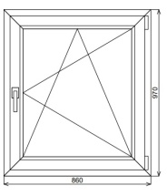 Пластиковое окно одностворчатое 860х970 мм