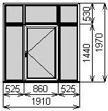 Трехстворчатое окно 1910х1970мм