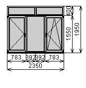 Пластиковое ламинированное окно 2350х1950 мм