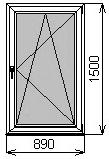 Пластиковое окно одностворчатое 890х1500 мм