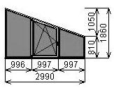 Трехстворчатое окно 2990х1860 мм
