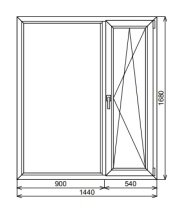 Пластиковое окно двустворчатое 1440х1680 мм