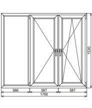 Пластиковое окно трехстворчатое 1760х1530 мм