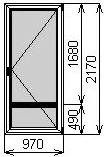 Балконная пластиковая дверь 970х2170 мм