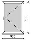 Одностворчатое окно 900х1350мм