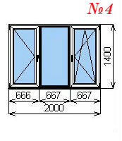 Пластиковое окно трехстворчатое 2000х1400 мм