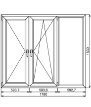Пластиковое окно трехстворчатое 1780х1530 мм