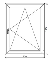 Одностворчатое окно 970х1270 мм