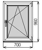 Одностворчатое окно 700х960 мм