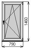 Одностворчатое окно 790х1460 мм