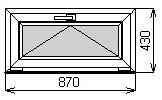 Откидное фрамужное окно 870х430 мм