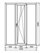 Трехстворчатое окно 1500х2000мм