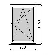 Пластиковое окно одностворчатое 900х1350 мм
