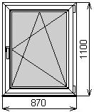 Одностворчатое окно 870х1100 мм